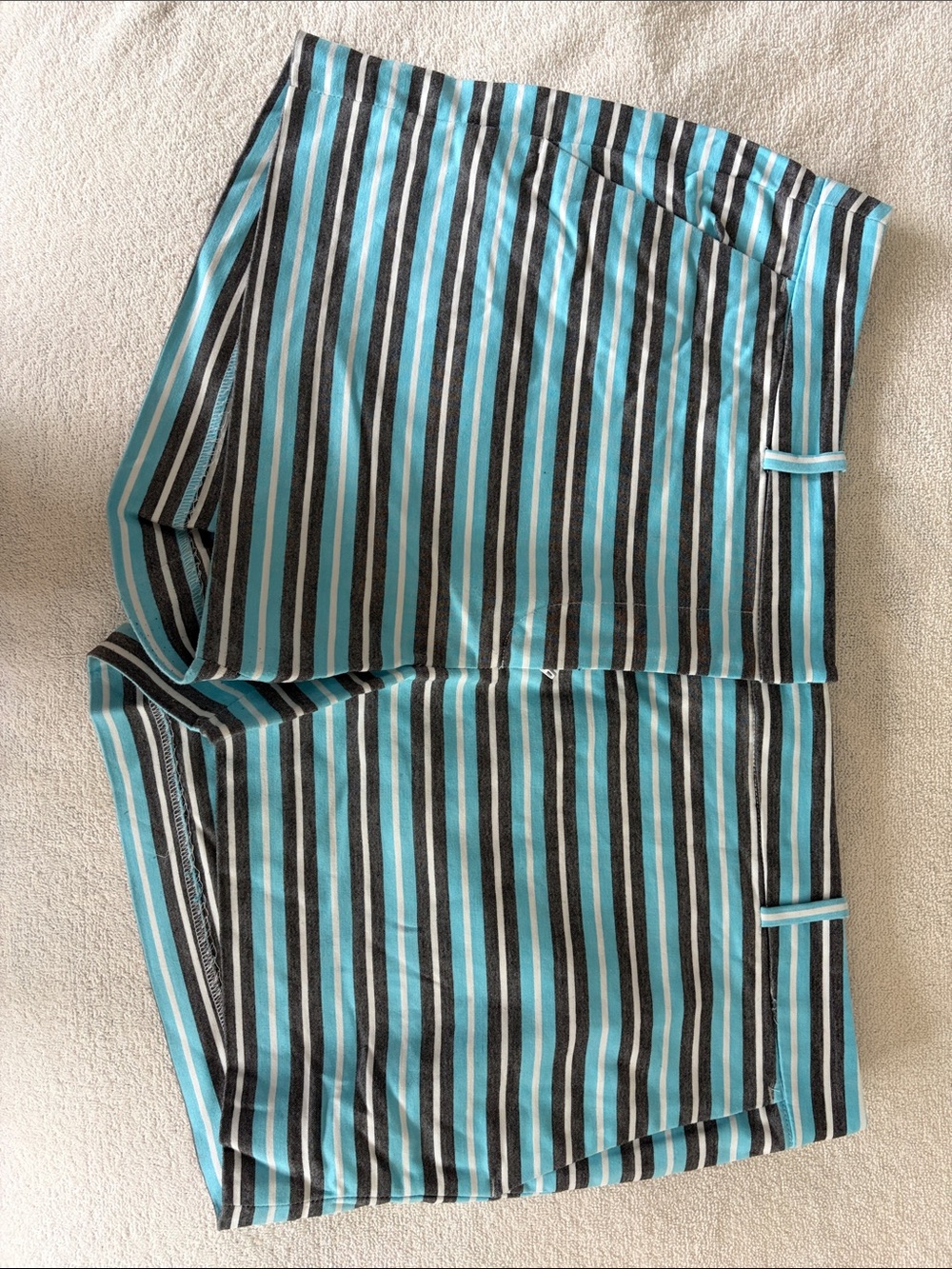 MICHAEL Michael Kors Teal and Black Striped Board Shorts
